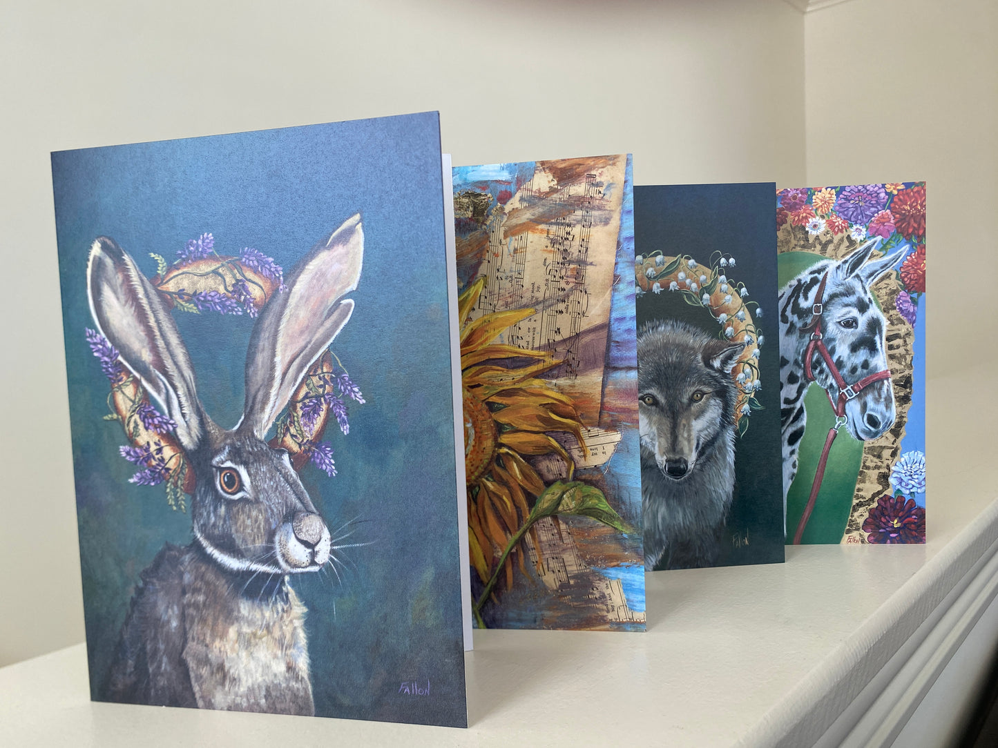 Animals + Sunflower notecard set
